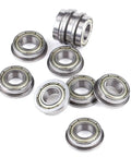 Mini Ball Bearings Set, 10 Pcs F688ZZ Steel Double Shielded Flange Miniature Bearings For Motors, High Precision, Low Noise, Durable Bearing Kit, 8x16x5mm, flange bearings on white