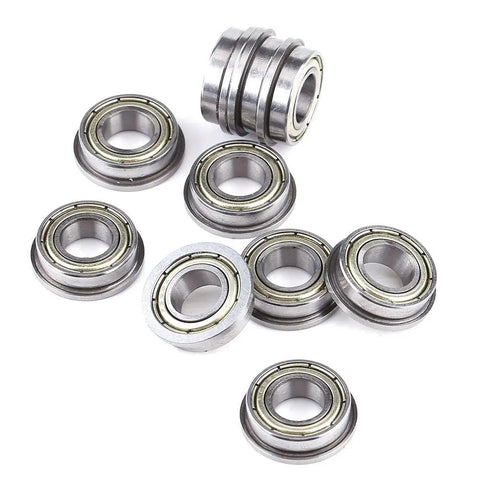 Mini Ball Bearings Set, 10 Pcs F688ZZ Steel Double Shielded Flange Miniature Bearings For Motors, High Precision, Low Noise, Durable Bearing Kit, 8x16x5mm, flange bearings on white
