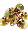 12 Pack 3/8-16 Carbon Steel T Nuts With Round Base Plate Flange Insert And Female Thread For Furniture Hardware Mounting