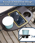 Cup holder and phone slot on Three Seat Outdoor Porch Swing With Stand 800 Lb Capacity 2 In 1 Convertible Swing Bed