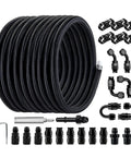 6AN PTFE Fuel Line Kit for E85 Nylon Braided Hose, 26 Ft Long with AN6 Fittings, EFI LS Swap Ready, High Pressure 1500 PSI PTFE Line