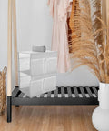 Layered Hanging Storage Bag Slick Nonwoven Closet Organizer With Roomy Pockets for storing toiletries and gadgets.