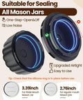 Upgraded Electric Mason Jar Vacuum Sealer Kit with emphasis on wide and regular mouth lids and one-step seal features