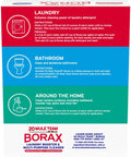Back of pack instructions for All Natural Powder Laundry Booster And All Purpose Cleaner With Borax For Laundry Kitchen And Bathroom Deep Cleaning Stain Bustin Odor Neutralizer Freshens Clothes And Surfaces Multi Purpose 65 Ounce Pack Of 4