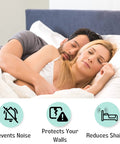 Heavy Duty Wall Buffer Headboard Protectors Soft Foam Stoppers in use, reducing noise and shaking between a couple in bed.