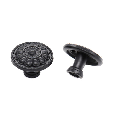 8 Pack Black Vintage Dresser Drawer Knobs Pulls For Cabinets And Cupboards With 1.25 Inch Single Hole Hardware Zinc Alloy Handle