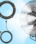 Turn Any Outdoor Fan Into A Chill Mist Mister Kit With 19.69 Ft Water Line 5 Brass Nozzles And Adjustable Valve For Serious Patio Cooling Easy Install Fan Not Included attached to outdoor fan creating mist