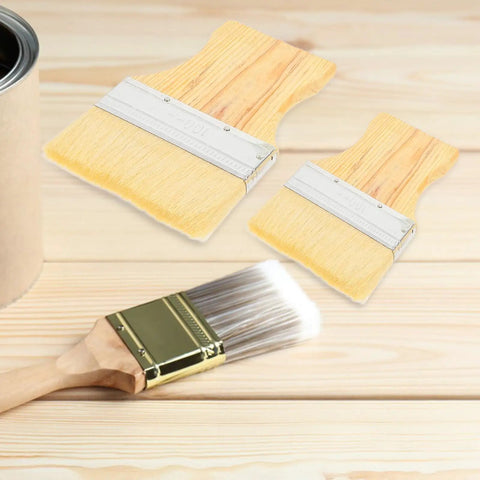 3 Piece Flat Paddle Paint Brush Set With Yang Wood Handles, Natural Bristle Wood Stain Brushes For Acrylic, Oil, And Wall Painting