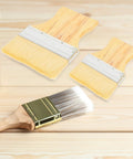 Flat Tip Paint Brush Set Three Pieces With Wood Handles For Furniture Deck And Wall Projects Do It All Tools displayed