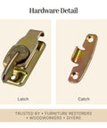 Rock Solid Brass Table Leaf Locks Pack Of Two Heavy Duty Extension Dining Latches showing latch and catch hardware details.
