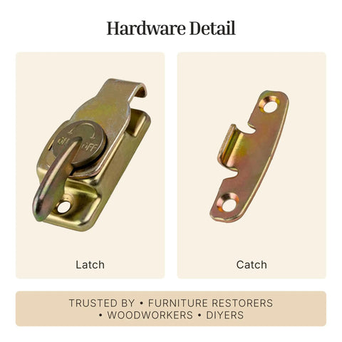 Rock Solid Brass Table Leaf Locks Pack Of Two Heavy Duty Extension Dining Latches showing latch and catch hardware details.