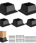 Beefy Heavy Duty 4x4 Post Base Set Of 5 For 3.5x3.5 Lumber Steel Deck Post Bracket With Corrosion Resistant Powder Coat Weatherproof