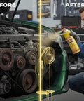 Six Point One Ounce Anti Rust Lubricant Spray And Rust Remover For Metal Multi Purpose Penetrating Oil Fast Acting Rust Dissolver For Vehicles Tools Chains Bolts And Hinges Three Pack; before after car engine belt rust removal