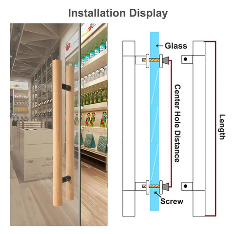 Installation guide for Rugged Rustic Pine Wood Front Door Pull Handle With Fittings For Double Sided Barn Style Sliding Hardware