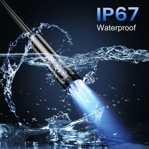 Ultra Clear Endoscope Camera With Light 1920P HD Borescope For Android And iOS Inspections With 8 Adjustable LEDs IP67 Waterproof Semi Rigid Snake Cable 18.04 Ft Long For Tight Spots And Hard To Reach Areas, IP67 waterproof
