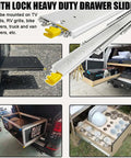 Beefy Heavy Duty 250 Lbs Drawer Slides With Full Extension 52 Inch Side Mount Rails for RV and garage storage