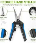 2 Pack Microtip Pruning Shears With Straight And Curved Blades For Flowers And Leaves Soft Grip Stainless Steel Pruners With Quick Release Spring Ergonomic Hand Fatigue Reducing Garden Shears For Indoor Growers with detailed features