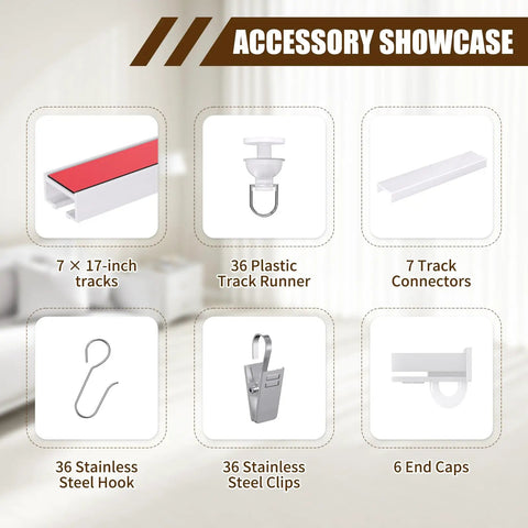 Self Adhesive Ceiling Curtain Track 9.8 Ft Flexible Cuttable No Drill Curtain Rail Stick On Ceiling Mount Curtain Rod For Room Divider Window Closet RV Includes Hooks And Clips, accessories set