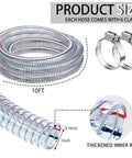 Heavy Duty Steel Wire Flexible PVC Vacuum Hose 1 Inch Inner Diameter 10 Ft With Fasteners Reinforced Clear Tubing for pumps