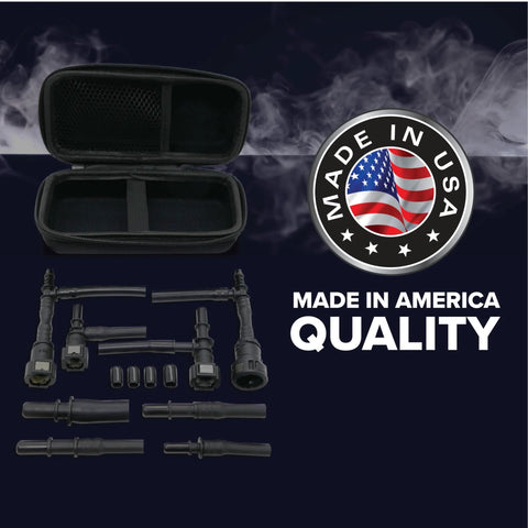 Redline Detection EasyConnect 96-0190 EVAP leak detection kit with black zippered case and assorted adapters.