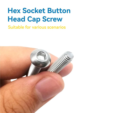 Close-up of a hand holding M3x6mm hex socket button head cap screws from the M3 Screws Assortment Kit 630 Pieces Dope All In One Hardware Kit.