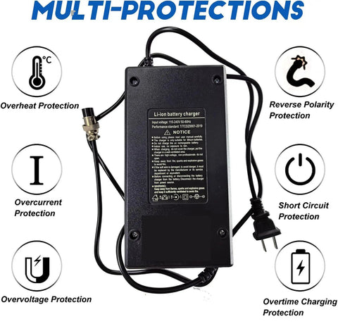 58.8V 4A Ebike Battery Charger For 52V Packs 14S 50V To 52V LiIon With GX16 3 Prong Plug Compatible With Apollo Phantom Explore Ghost Pro Yume Y10 VSETT 9 Not For 9 Plus Zero 8X 10X And More