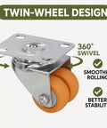 Heavy Duty 1.5 Inch Dual Wheel Casters Set Of 4 Featuring Two Wheel Brakes And Top Shelf Chrome Finish For Flawless Rolling and 360 Ball Bearing Swivel