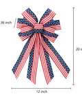 Two Pack Large Patriotic Wreath Bows 20x12 Inches Red White And Blue Star And Stripe Pattern Reusable Outdoor Indoor Front Door Decoration For Memorial Day Labor Day Fourth Of July Home Decor
