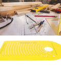 Rock Solid Circle Cutting Jig For Plunge Router With Precise Pivot Holes adjustable wood cutting guide on a workbench.