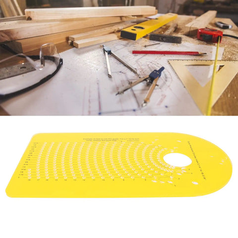 Rock Solid Circle Cutting Jig For Plunge Router With Precise Pivot Holes adjustable wood cutting guide on a workbench.