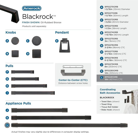 Oil Rubbed Bronze Appliance Pull 18 Inch Center To Center For Large Paneled Cabinets And Appliances Bold Blackrock Style
