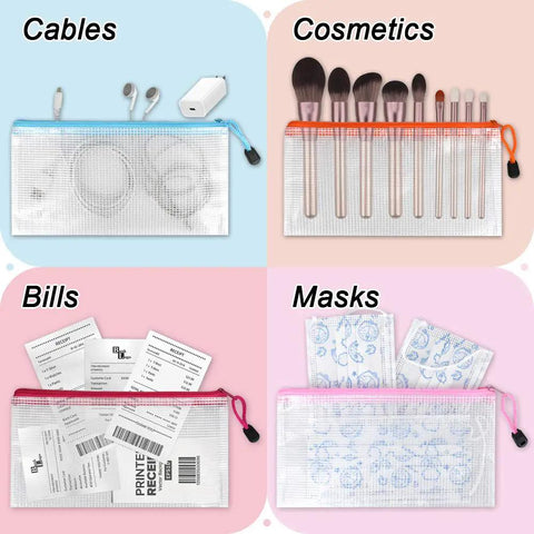 36 Pack Mesh Zipper Pencil Pouches Bulk For Stationery And Travel, 9.2 By 4.7 Inches Small Bags for cables, cosmetics, bills, masks