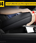 Center Console Cover For 2013 To 2018 Nissan Altima Armrest Leather Black With Black Stitching installed view in car interior
