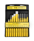 12-piece pin chisel set in a black case, highlighting Pro Grade Punch And Chisel Set With Flat Chisel Pin Punch Center Punch And Drift Punch