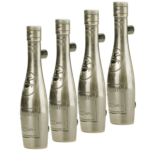 Wine Bottle Shaped Cabinet Drawer Knobs 4-Piece Set Made From Zinc Alloy Vintage Retro Style Blue Ancient Finish Perfect for Kitchen Cabinets