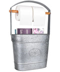 Farmhouse Freestanding Toilet Paper Holder With Reserve Storage For Mega Rolls And Magazines, sturdy metal and wood