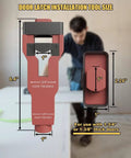Pro Grade Door Latch Mortise Tool Kit For One Three Eighths And One Three Quarters Inch Wooden Doors, showing tool size and dimensions for door thickness