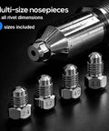 Electric Rivet Gun Adapter Kit With 4 Interchangeable Nosepieces 2.4mm 3.2mm 4.0mm 4.8mm for cordless drills close-up