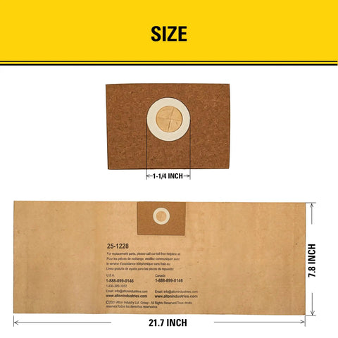 3 Pack Disposable Vacuum Bags For 1-3.5 Gallon Wet Dry Vac Dust Bag Compatible With SL18136 Model 25-1228 showing size dimensions