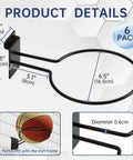 Six Pack Slatwall Ball Holder Steel Ball Rack For Basketball Football Soccer Volleyball Storage, heavy-duty, rust-resistant, dimensions shown