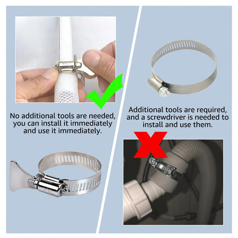 Comparison of Six Pack 1-1/4 Inch Stainless Steel Hose Clamps With Adjustable Thumb Screws for pool filter pump hoses and PVC tubing