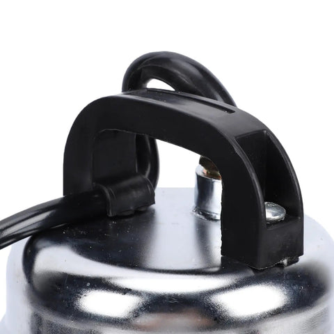 Top view of the Badass Cordless Submersible Sump Pump With Supercharger 24000mAh Battery, handle and motor component.