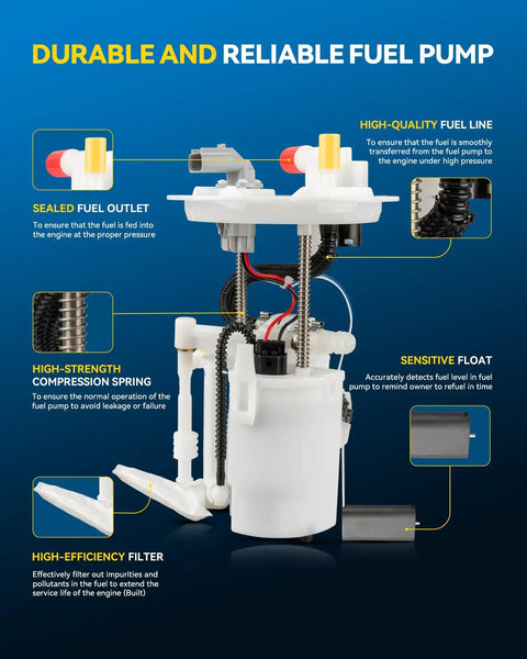 Top Shelf Heavy Duty Electric Fuel Pump Assembly With Integrated Strainer And Fresh Seal Kit For Ford Freestyle 2005 2006 2007 close-up view.