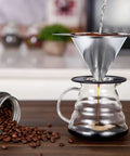 Pour Over Stainless Steel Coffee Dripper Cone Filter Paperless Reusable Coffee Filter For Single To Two Cup Makers