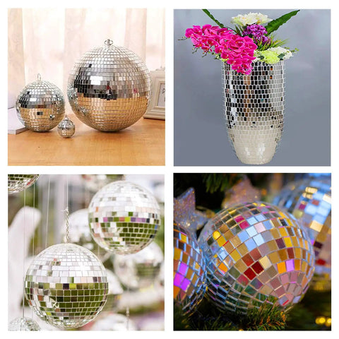Dope Self Adhesive Glass Mirror Tile Set With 3304 Silver 5x5 Mm Pieces for DIY disco balls, vase decor, and mirror art projects