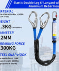 6ft Internal Shock Absorbing Lanyard With Double Snap Hook Connectors For Fall Protection Equipment displayed with specs