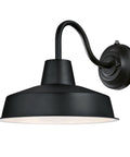 One Light LED Dusk To Dawn Outdoor Wall Light With Textured Black Finish And Chrome Cage Shade, Energy Saving Sensor Fixture