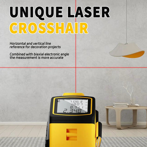 Heavy Duty Two In One Laser Tape Measure With 328Ft Slick Long Range Finder And 16Ft Pullback Steel Tape Featuring Spot On Crosshair Aim Plus Digital Angle And Volume Calc For Hustle Free Renovations