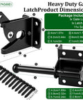 Heavy Duty Self Locking Gate Latch For Wood Fences And Garden Gates Beefy Steel Frame dimensions with screws and latch parts
