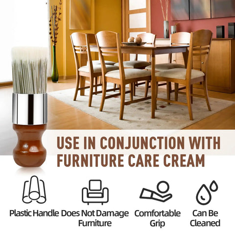 Durable Horsehair Bristle Brush For Gentle Leather And Wood Treatment Straight Up Premium Wax Applicator on a wooden table.